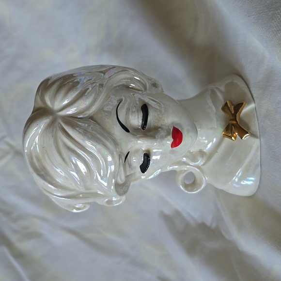 Vintage luster lady head vase Japan - Picture 2 of 12